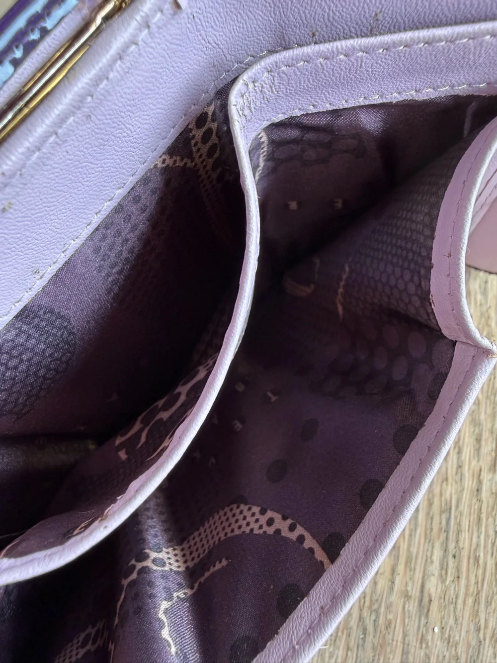 Ted Baker Deep Purple Patent Leather Wallet with Kiss Closure